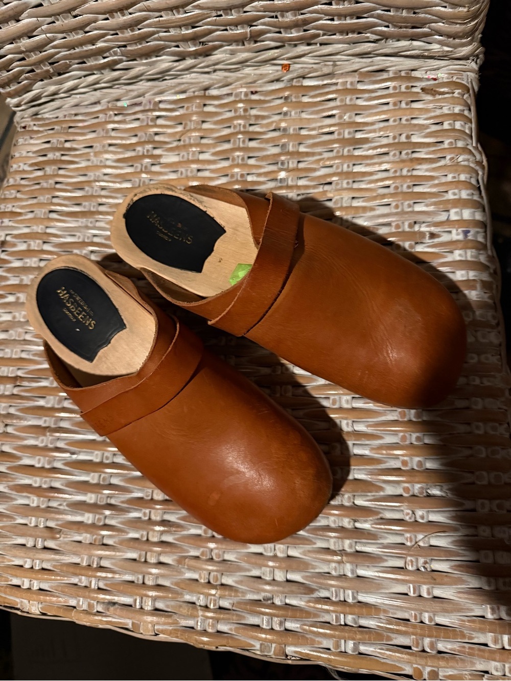 Swedish Hasbeens Chestnut Leather Clogs